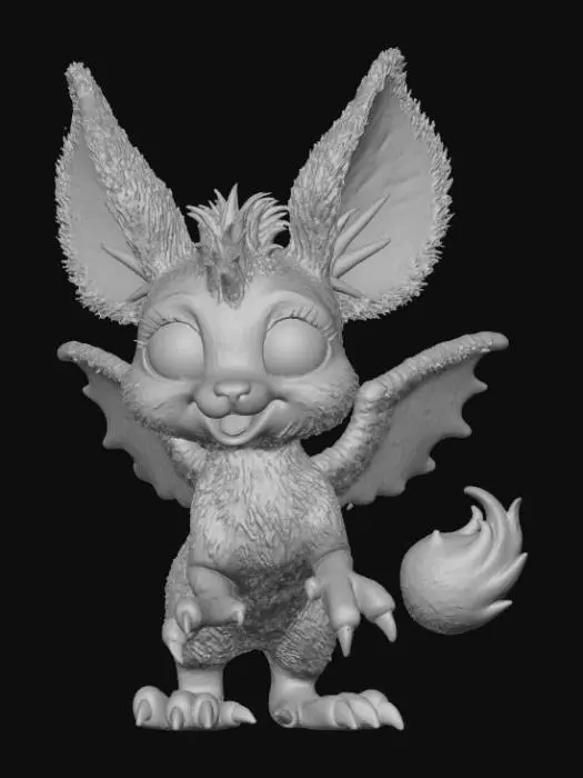 3D model for High Detailed, Fantasy, Boop creature, standing on a landscape base.