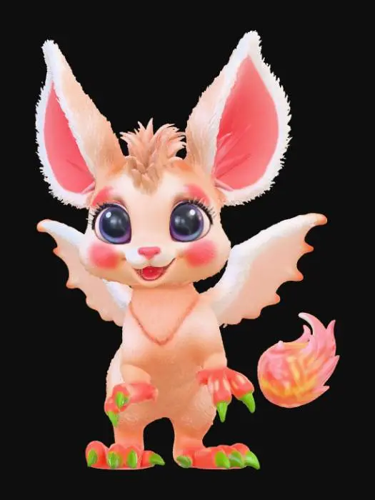 3D model for High Detailed, Fantasy, Boop creature, standing on a landscape base.