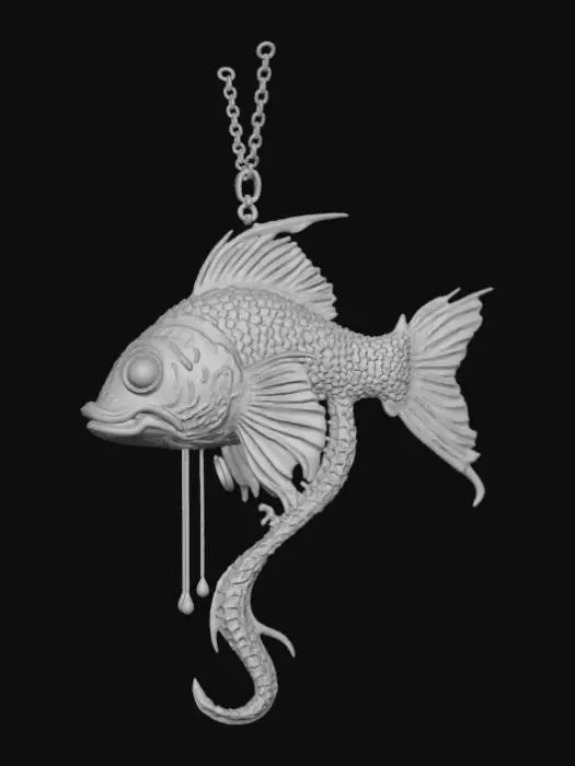 3D model for High detail, anglerfish ornate pendant only, with no chain.