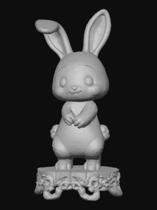 3D model for High detail, anime, fey bunny girl, posing cutely, positioned on a detailed stand.