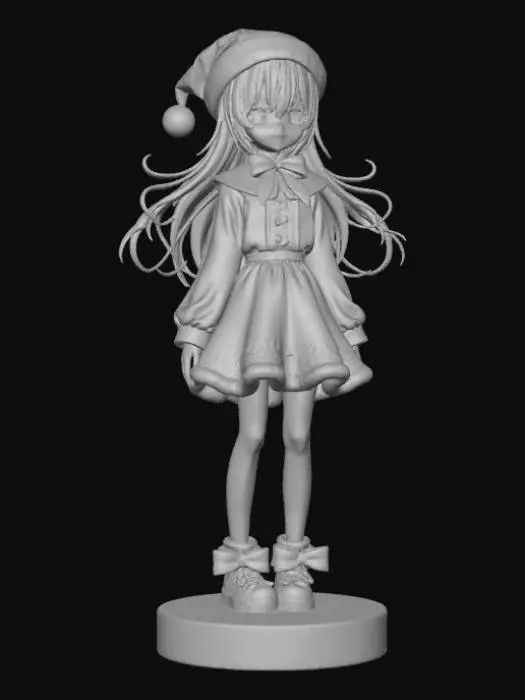 3D model for High detail, anime female, wearing only christmas bows and ribbon, no other clothing, only bows and ribbon, standing on high detail, wooden stand, #Christmas2025#