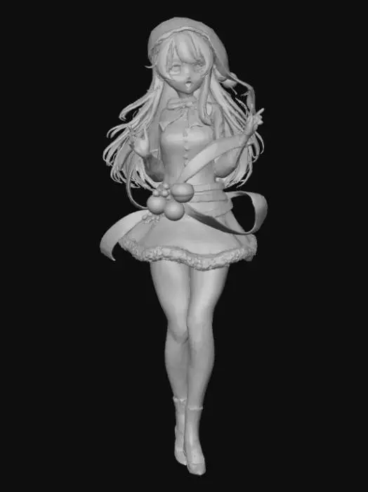 3D model for High detail, Female Anime Figure, wrapped in christmas ribbon as clothes, #Christmas2025#