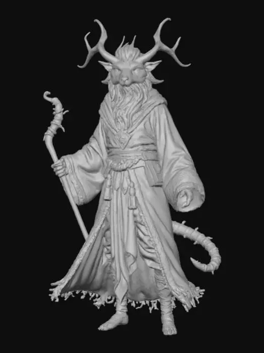 3D model for High detail, Fantasy, Fey Creature, wearing high detail adventurer clothes, standing on high detailed base, in action pose.