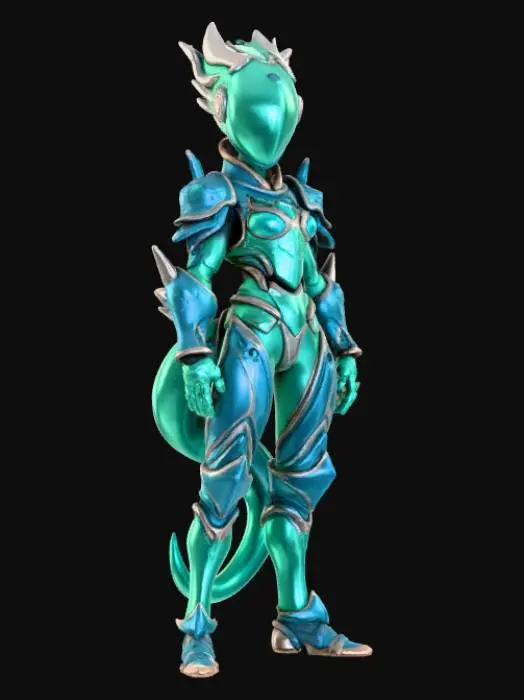 3D model for Fantasy, anime, round slime, wearing detailed armor