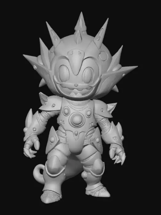 3D model for Fantasy, round slime, wearing anime detailed armor