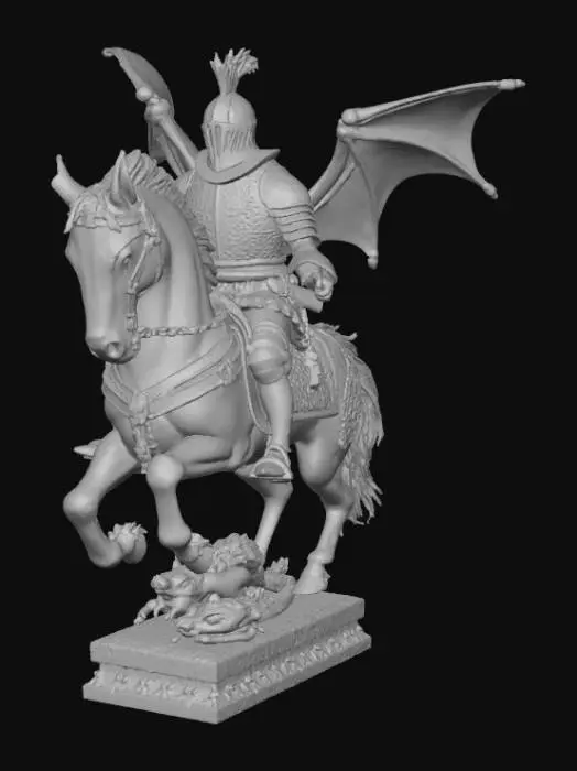 3D model for High detail, chess knight piece, with gothic design