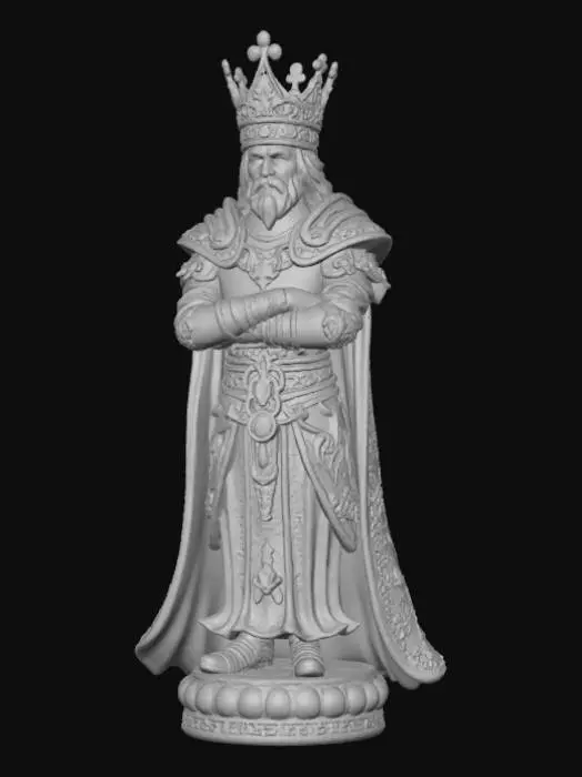 3D model for High detail, chess king piece, with gothic design