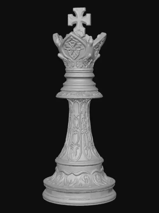 3D model for High detail, chess king piece, with gothic design