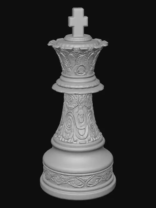 3D model for High detail, chess piece, with gothic embossed design