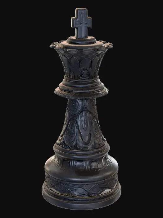 3D model for High detail, chess piece, with gothic embossed design