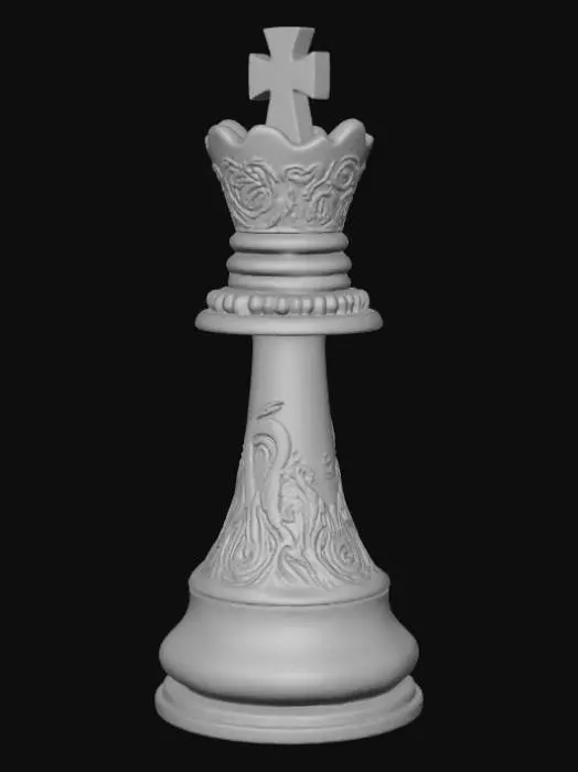 3D model for High detail, chess piece, with gothic embossed design