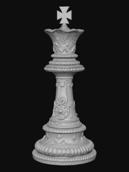 3D model for High detail, chess piece, with gothic clockwork design