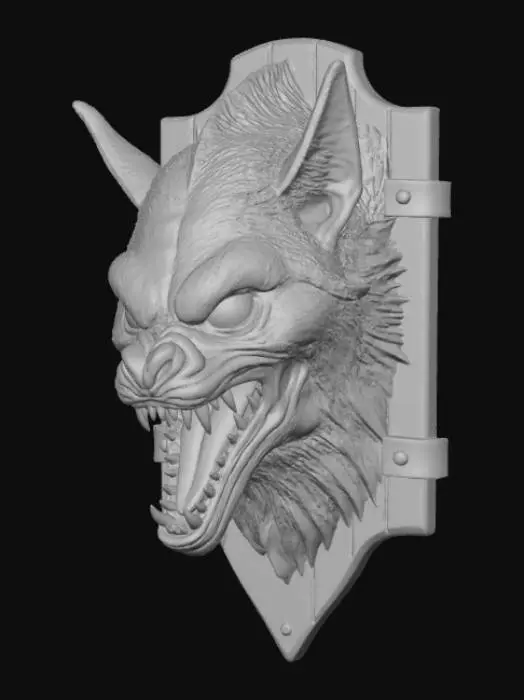 3D model for High detail, wall decor, Mounted monster head