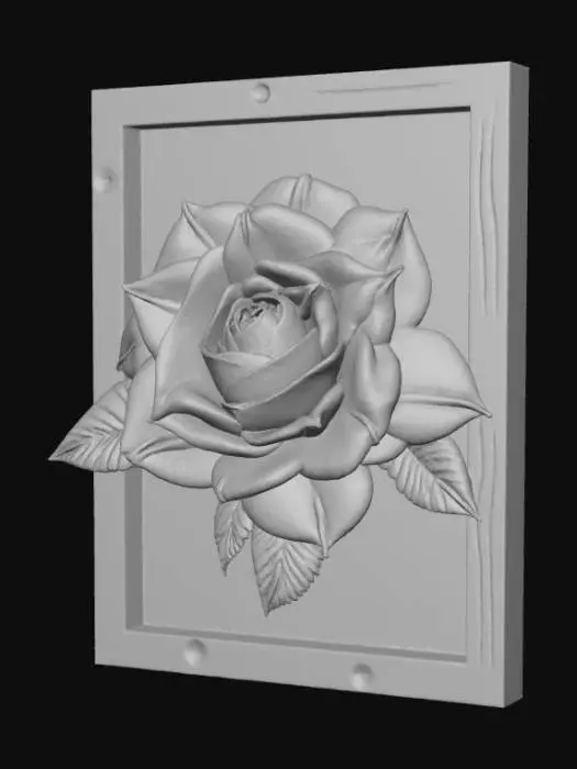 3D model for High detail, wall decor, Mounted, high detail, rose head