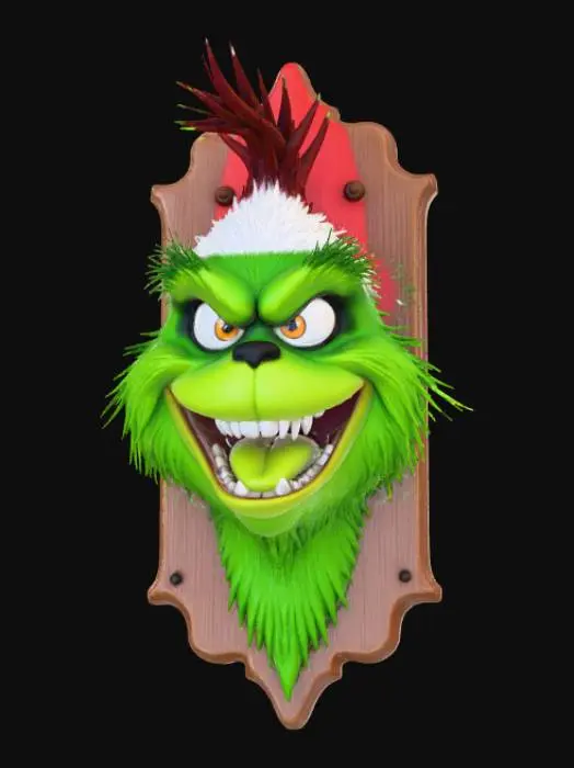 3D model for High detail, wall decor, Mounted Grinch head
