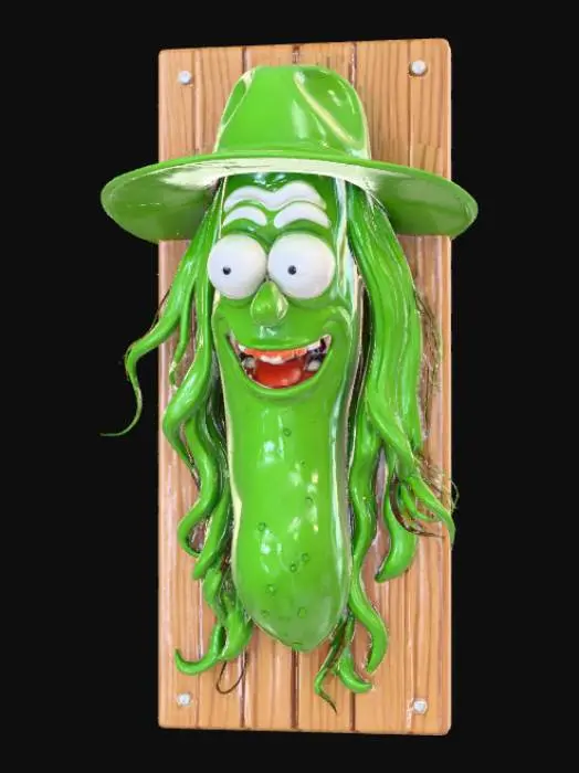 3D model for High detail, wall decor, Mounted, high detail, pickle rick head