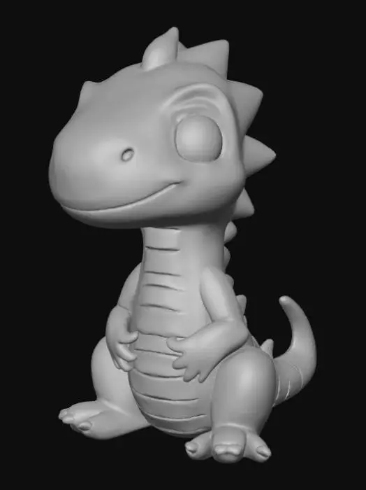 3D model for Smooth, low detail, Chibi dinosaur sitting, smooth detail