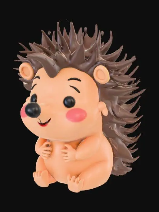 3D model for Smooth, low detail, Chibi porcupine sitting, smooth detail