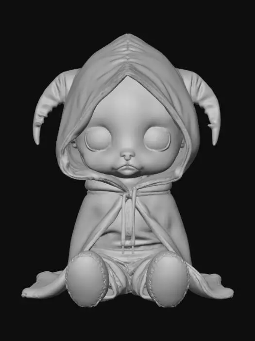 3D model for Smooth, low detail, Chibi Horror Icon sitting, smooth detail