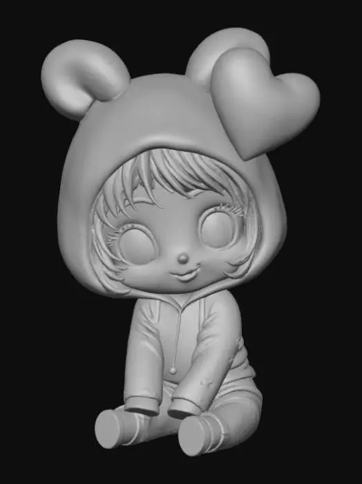 3D model for Smooth, low detail, Chibi Valentines sitting, smooth detail