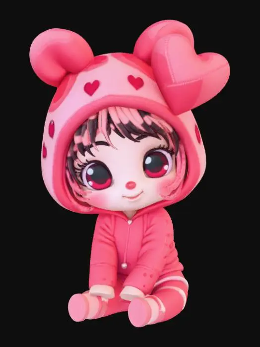 3D model for Smooth, low detail, Chibi Valentines sitting, smooth detail