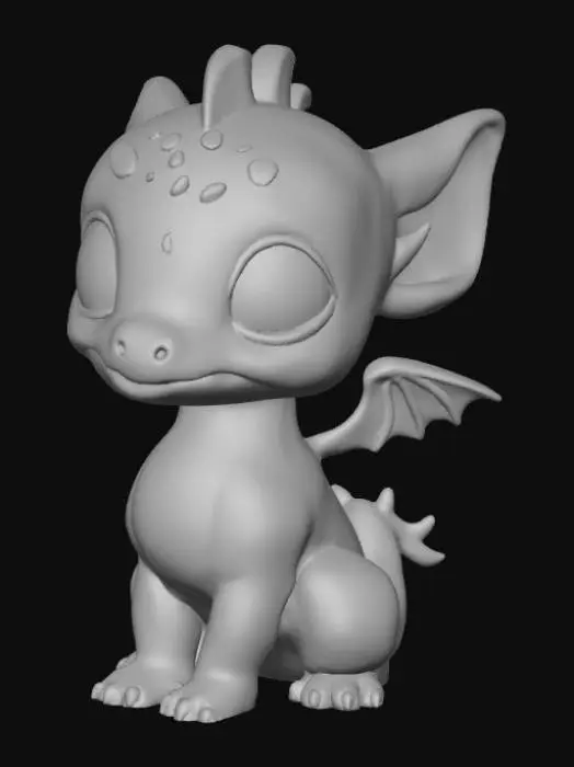 3D model for Smooth, low detail, Chibi dragonling sitting, smooth detail