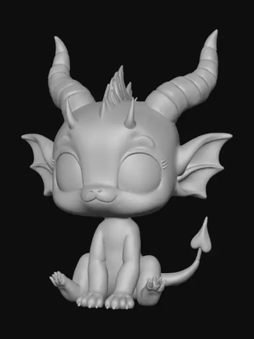 3D model for Smooth, low detail, Chibi demon lord sitting, smooth detail