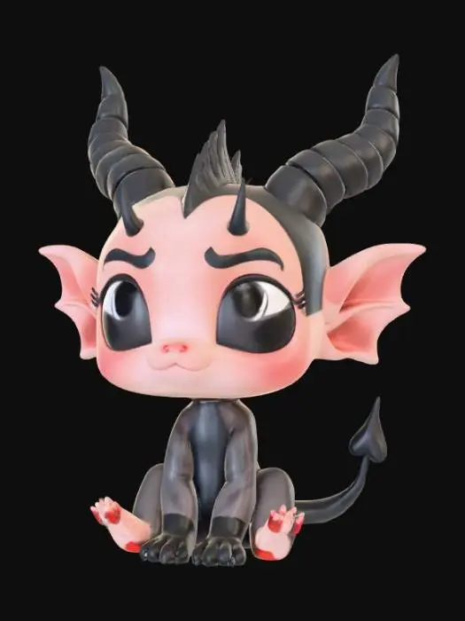 3D model for Smooth, low detail, Chibi demon lord sitting, smooth detail