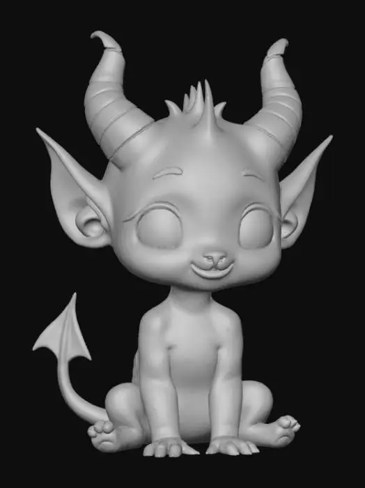 3D model for Smooth, low detail, Chibi demon lord sitting, smooth detail