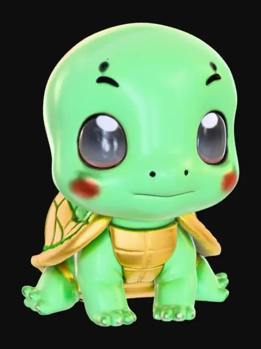 3D model for Smooth, low detail, Chibi Turtle sitting, smooth detail
