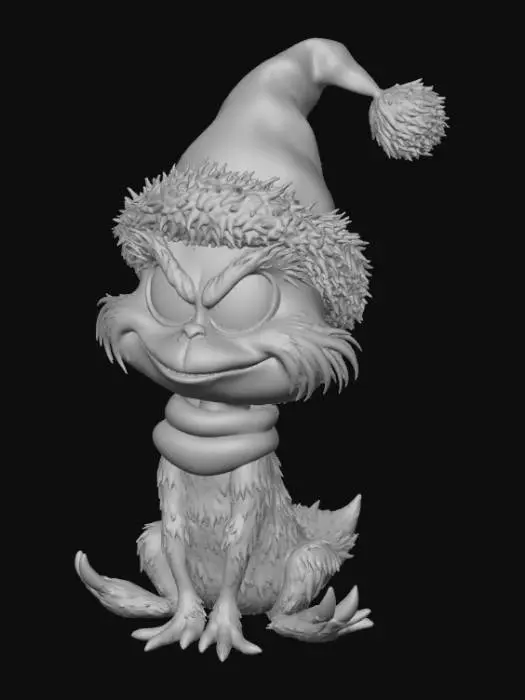 3D model for Smooth, low detail, Chibi Grinch sitting, smooth detail