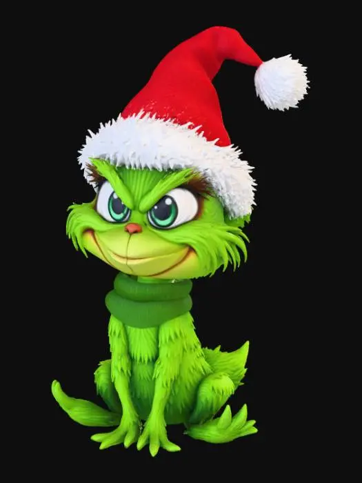 3D model for Smooth, low detail, Chibi Grinch sitting, smooth detail