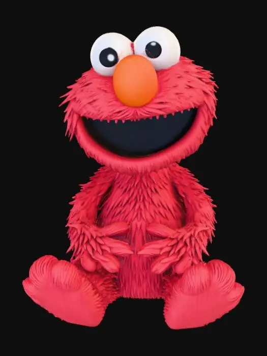 3D model for Smooth, low detail, Chibi Elmo sitting, smooth detail