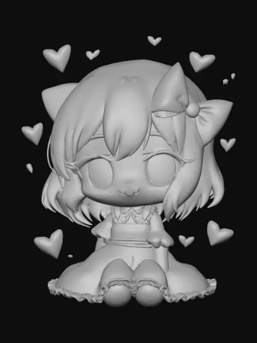 3D model for Smooth, low detail, Chibi Valentines sitting, smooth detail