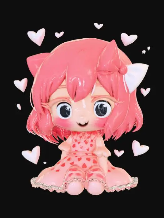 3D model for Smooth, low detail, Chibi Valentines sitting, smooth detail