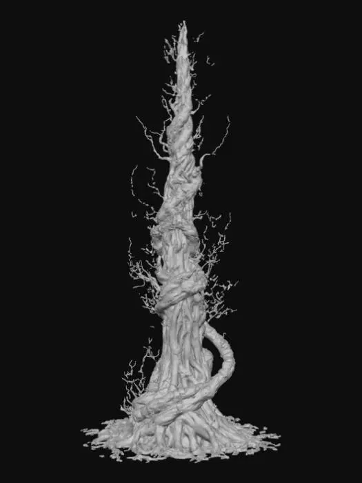 3D model for High detail, ornate, embelished, abstract spire, designed like a magical flow, spewing out of the base.