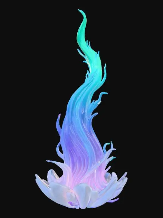 3D model for High detail, abstract spire, designed like a magical flow, spewing out of the base.