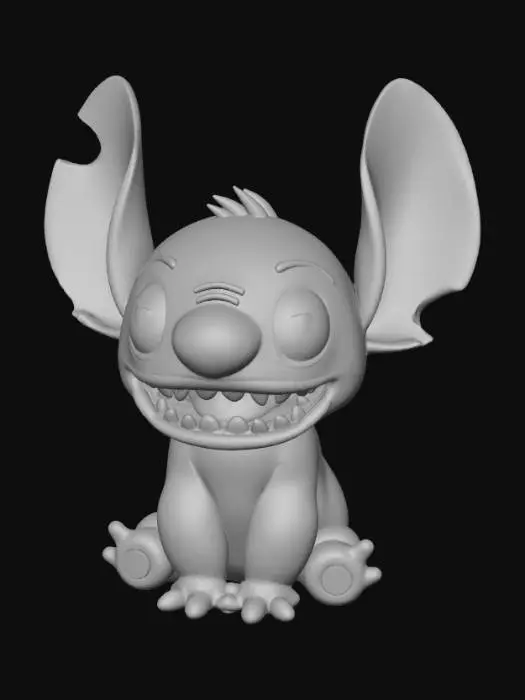 3D model for Smooth, low detail, Chibi Stitch sitting, smooth detail