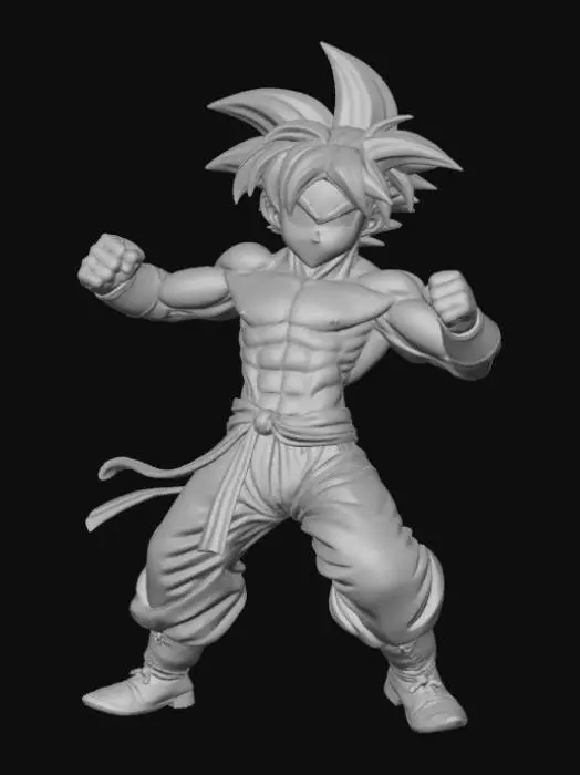 3D model for High detail, anime figure, posed using skill fury punch, posed on a landscape style base