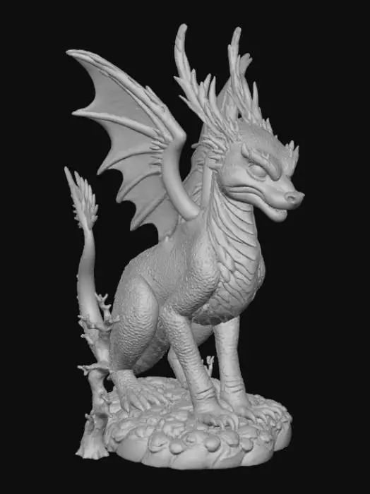 3D model for High detail, line art, connected to a wooden detailed base