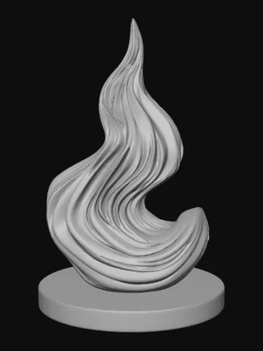 3D model for High detail, Abstract, spire, designed to style anatomy theme, placed on a dark oak wood base.