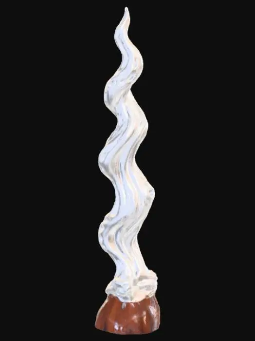 3D model for High detail, Abstract, spire, designed to style anatomy theme, placed on a dark oak wood base.