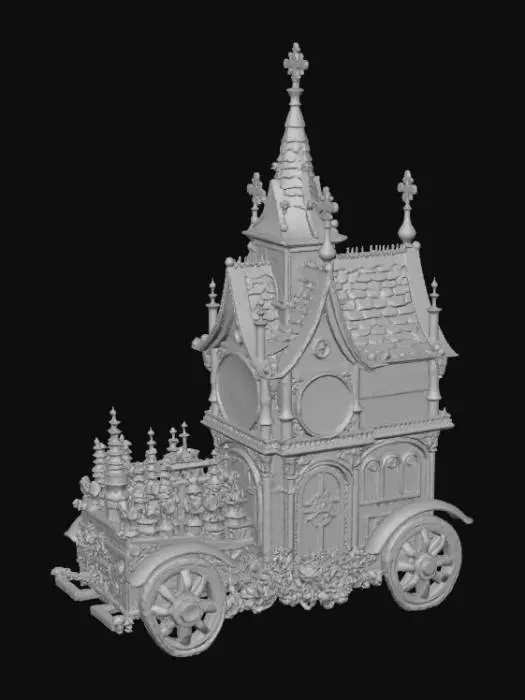 3D model for High detail, gothic, clockwork, extravagant, vehicle