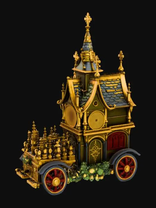 3D model for High detail, gothic, clockwork, extravagant, vehicle