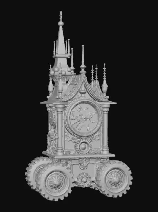 3D model for High detail, gothic, clockwork, extravagant, vehicle