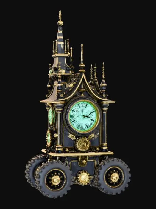 3D model for High detail, gothic, clockwork, extravagant, vehicle