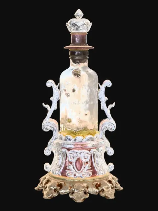 3D model for High detail, extravagant, tabletop bubbly, fantasy decoration, with extravagant fantasy base and backdrop.