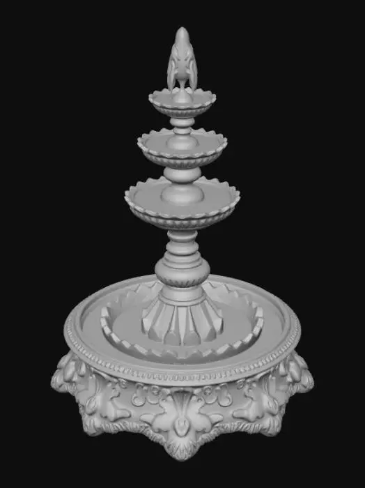 3D model for High detail, extravagant, tabletop bubbly, fantasy decoration, with extravagant fantasy base and backdrop.