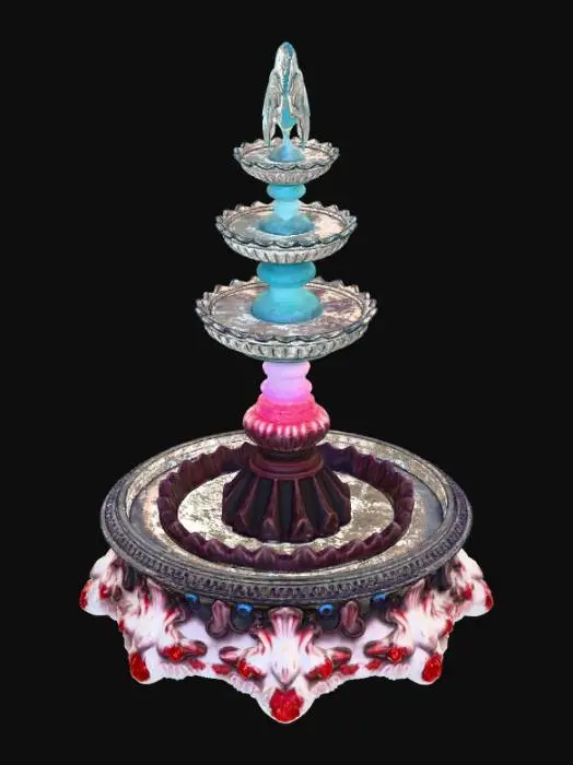 3D model for High detail, extravagant, tabletop bubbly, fantasy decoration, with extravagant fantasy base and backdrop.