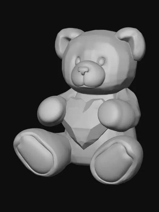 3D model for Smooth detail, polymorphic, teddy bear holding a crystal heart.